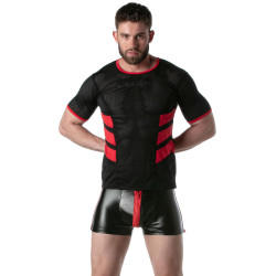 LEADER T-shirt en mesh LOADED Noir-Rouge